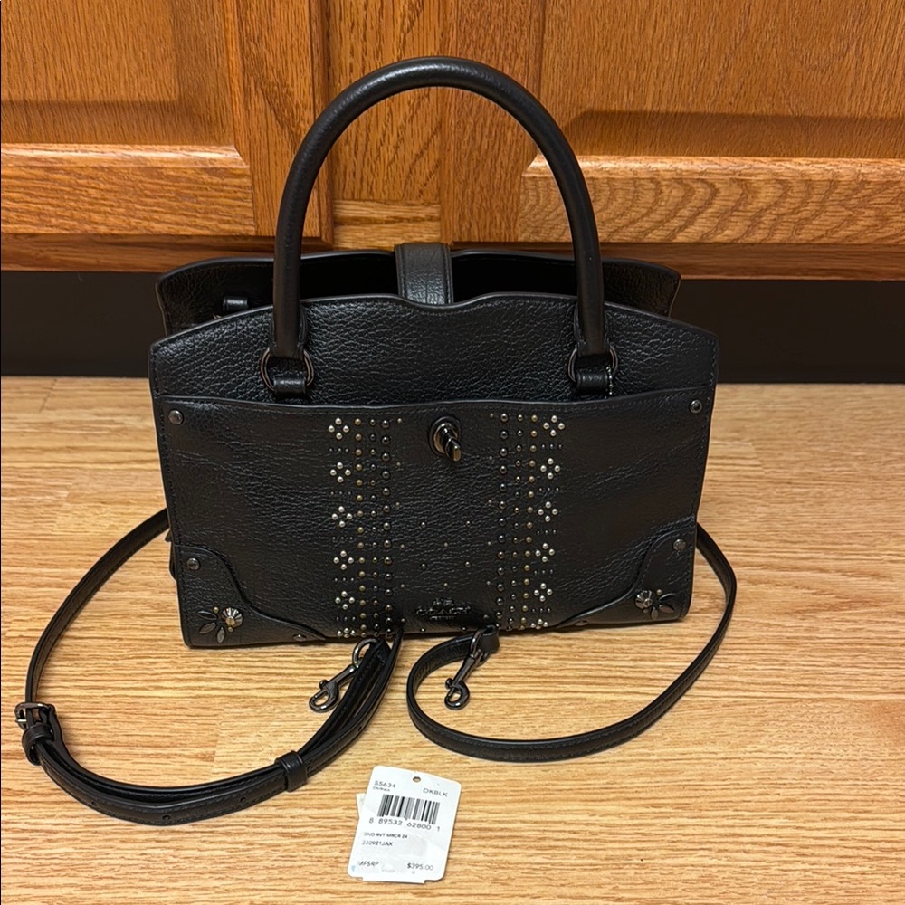 Coach Black Studded Leather Handbag